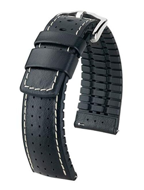 Hirsch Tiger Calf Leather Watch Strap - Performance Caoutchouc Core - 18mm, 20mm, 21mm, 22mm, 24mm - Length - Attachment Width / Buckle Width - Quick Release Watch Band