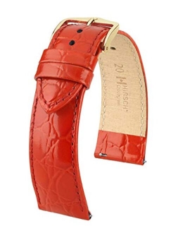 Hirsch Crocograin Bonded Crocodile Leather Watch Strap - 12mm, 13mm, 14mm, 15mm, 16mm, 17mm, 18mm, 19mm, 20mm, 22mm - Length - Attachment Width / Buckle Width - Quick Rel