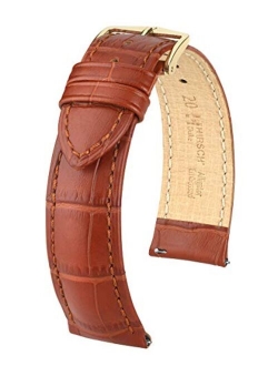 Hirsch Duke Alligator Embossed Calf Leather Watch Strap - 12mm, 13mm, 14mm, 15mm, 16mm, 18mm, 20mm, 22mm, 24mm - Length - Attachment / Buckle Width - Quick Release Watch 