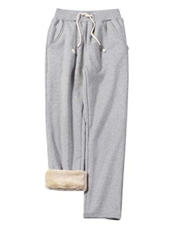 Yimoon Women’s Winter Fleece Pants Casual Active Jogger Open Bottom Sweatpants