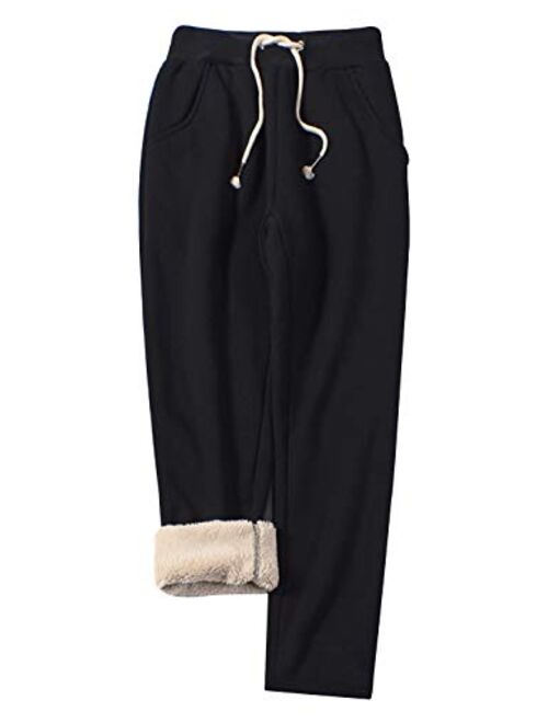 Yimoon Women’s Winter Fleece Pants Casual Active Jogger Open Bottom Sweatpants