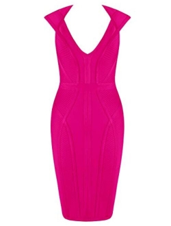 whoinshop Women's Bandage Dress V-Neck Celebrity Bodycon Evening Party Dress