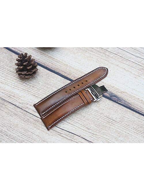 Ombre Brown Vegetable Tanned Cow Leather Watch Band, Full Grain Cow Watch Strap, Handmade Leather Band