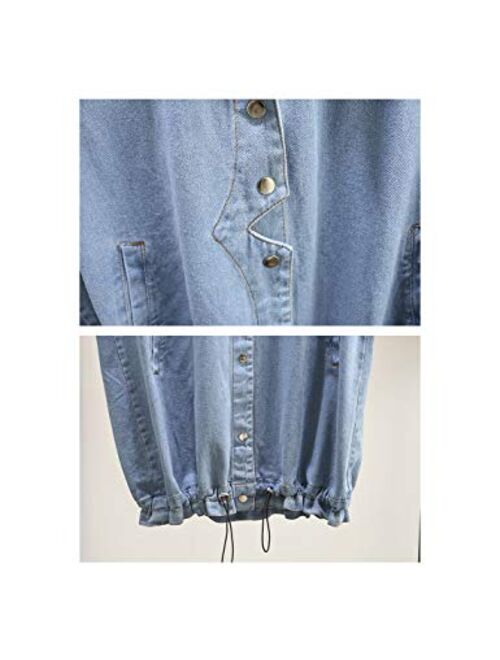 Yimoon Women’s Casual Hooded Denim Vest Button Down Sleeveless Jean Jacket