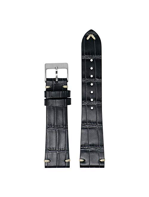 DASSARI Vintage Alligator Leather Quick Release Watch Band Strap - Choose Your Color - 18mm 19mm 20mm 21mm 22mm 24mm