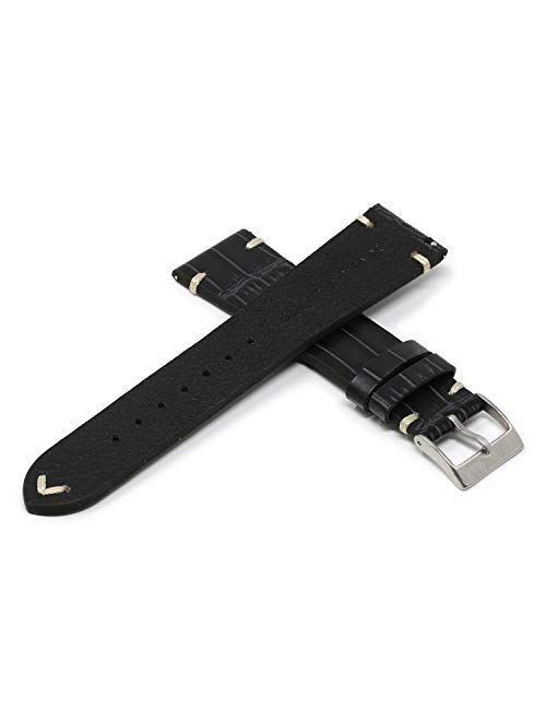 DASSARI Vintage Alligator Leather Quick Release Watch Band Strap - Choose Your Color - 18mm 19mm 20mm 21mm 22mm 24mm