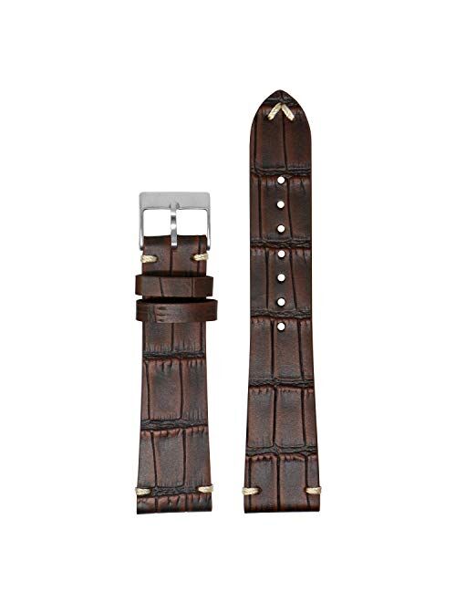 DASSARI Vintage Alligator Leather Quick Release Watch Band Strap - Choose Your Color - 18mm 19mm 20mm 21mm 22mm 24mm