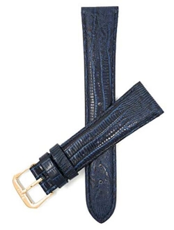 Bandini Leather Watch Band Strap - Lizard Pattern - Glossy Finish - 4 Colors - 12mm, 14mm, 16mm, 18mm, 20mm