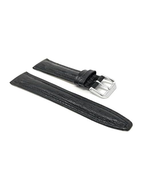 Bandini Leather Watch Band Strap - Lizard Pattern - Glossy Finish - 4 Colors - 12mm, 14mm, 16mm, 18mm, 20mm