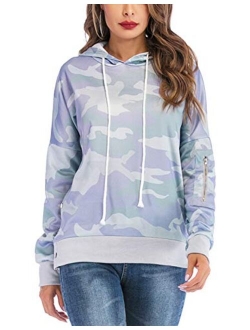 Yimoon Women's Casual Long Sleeve Pullover Camo Hoodie Sweatshirt