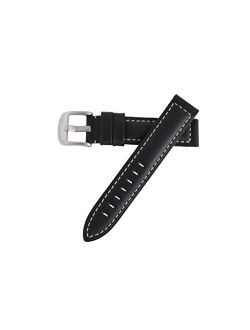 Heavy Duty 20mm Oil Black Sport Leather Watch Strap