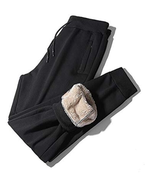 Yimoon Men's Athletic Warm Fleece Lined Drawstring Sweatpants Joggers with Pocket