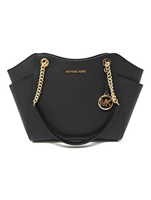 Michael Kors Jet Set Travel Large Chain Shoulder Tote (Black Saffiano 2019)