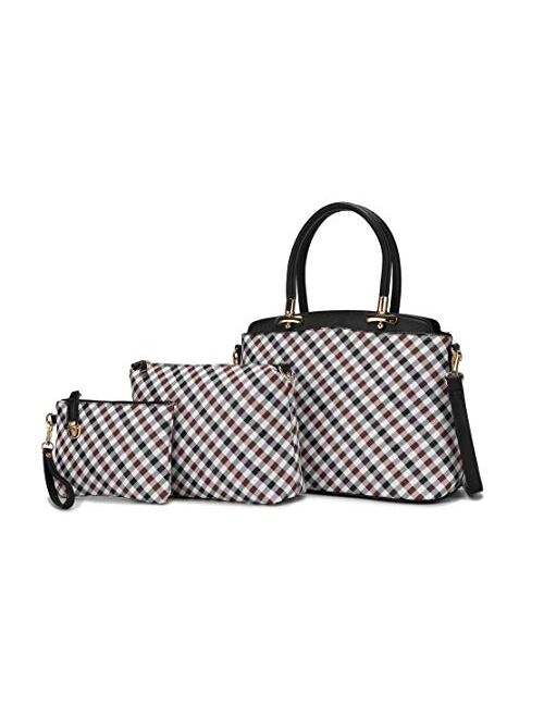 MKF Collection Mia K Collection Shoulder Bag for Women, Crossbody Purse & Wristlet: PU Leather Satchel Pocketbook 3 PCs Handbag Set