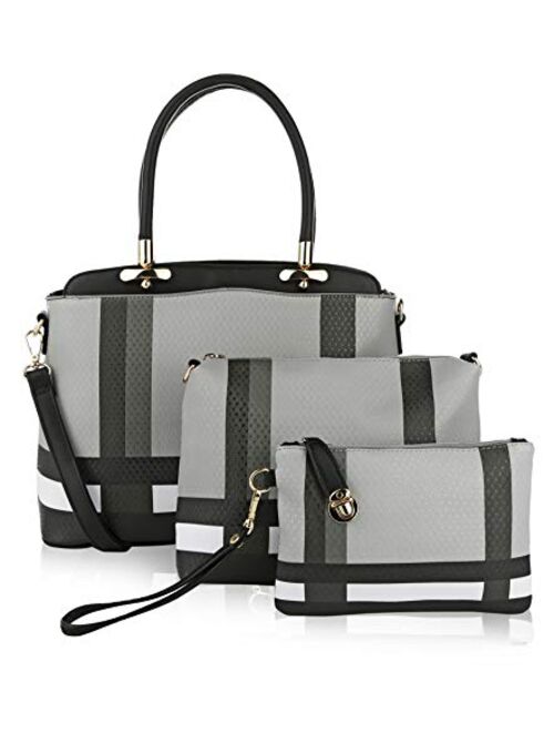 MKF Collection Mia K Collection Shoulder Bag for Women, Crossbody Purse & Wristlet: PU Leather Satchel Pocketbook 3 PCs Handbag Set