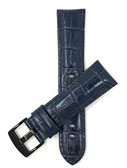 Mens Leather Watch Band Strap - Alligator Pattern - with or Without Stitch - 5 Colors - 18mm to 38mm (Most Sizes Also Come in Extra Long XL)