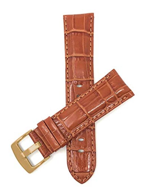 Mens Leather Watch Band Strap - Alligator Pattern - with or Without Stitch - 5 Colors - 18mm to 38mm (Most Sizes Also Come in Extra Long XL)