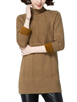 Yimoon Women's Winter Warm High Neck Fleece Lined Pullover Tunic Sweater