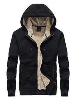 Yimoon Men’s Winter Thick Fleece Sherpa Lined Zip Up Hooded Sweatshirt Jacket