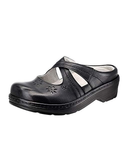 PAMIR Women's Mary Jane Clogs and Mules Leather Shoes with Arch Support