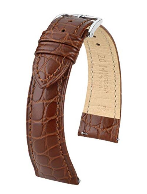 Hirsch Aristocrat Calf Leather Watch Strap - Exotic Crocodile Embossing - 16mm, 18mm, 19mm, 20mm, 22mm - Length - Attachment Width / Buckle Width - Quick Release Watch Ba