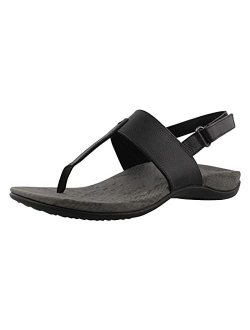 Women's Rest Tala T-Strap Sandal - Ladies Comforable Flat Sandals That Include Three-Zone Comfort with Orthotic Insole Arch Support