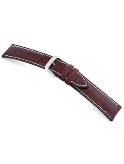 RIOS1931 New Orleans - Genuine Embossed Leather Watch Band with Gator Print and White Stitching