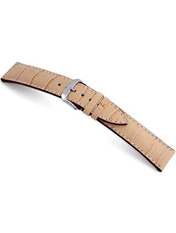 RIOS1931 New Orleans - Genuine Embossed Leather Watch Band with Gator Print and White Stitching