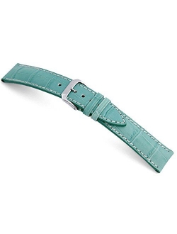 RIOS1931 New Orleans - Genuine Embossed Leather Watch Band with Gator Print and White Stitching