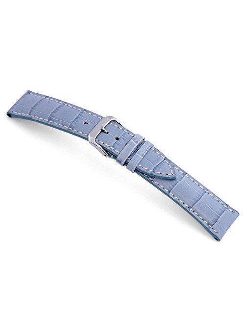 RIOS1931 New Orleans - Genuine Embossed Leather Watch Band with Gator Print and White Stitching