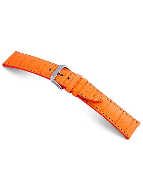 RIOS1931 New Orleans - Genuine Embossed Leather Watch Band with Gator Print and White Stitching