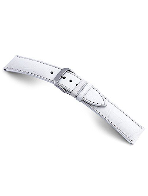 RIOS1931 New Orleans - Genuine Embossed Leather Watch Band with Gator Print and White Stitching