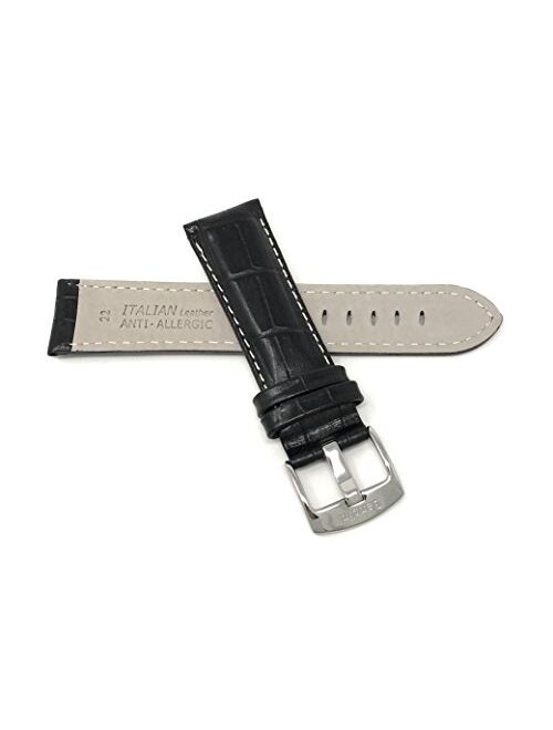 Mens Leather Watch Band - Alligator Pattern - White Stitch - 5 Colors - 18mm to 38mm (Most Sizes Also Come in Extra Long XL)