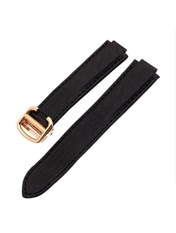 Canvas & Leather Watch Band Strap Replacement with 18mm /20mm Fits for Cartier Ballon Bleu(Buckle)