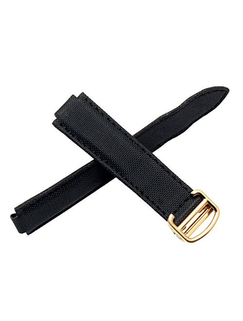 Canvas & Leather Watch Band Strap Replacement with 18mm /20mm Fits for Cartier Ballon Bleu(Buckle)