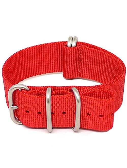 DaLuca Ballistic Nylon Military Watch Strap - Red (Matte Buckle) : 22mm