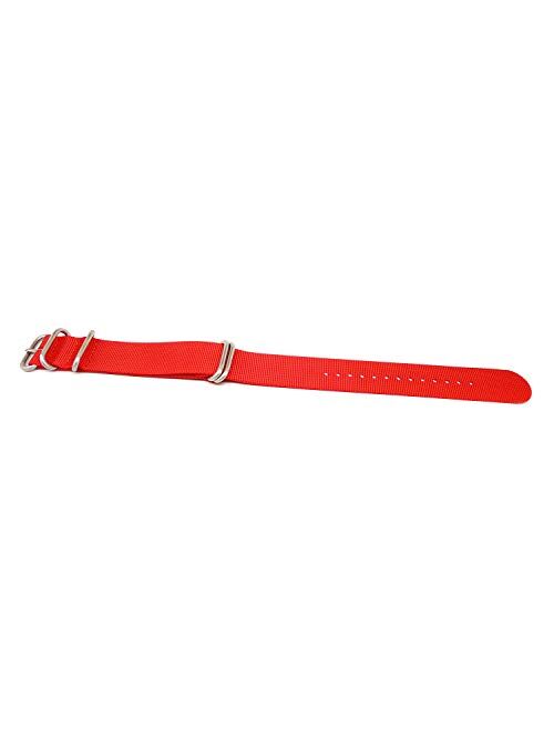 DaLuca Ballistic Nylon Military Watch Strap - Red (Matte Buckle) : 22mm