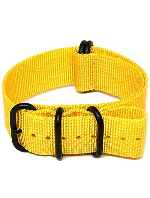 DaLuca Ballistic Nylon Military Watch Strap - Yellow (PVD Buckle) : 26mm