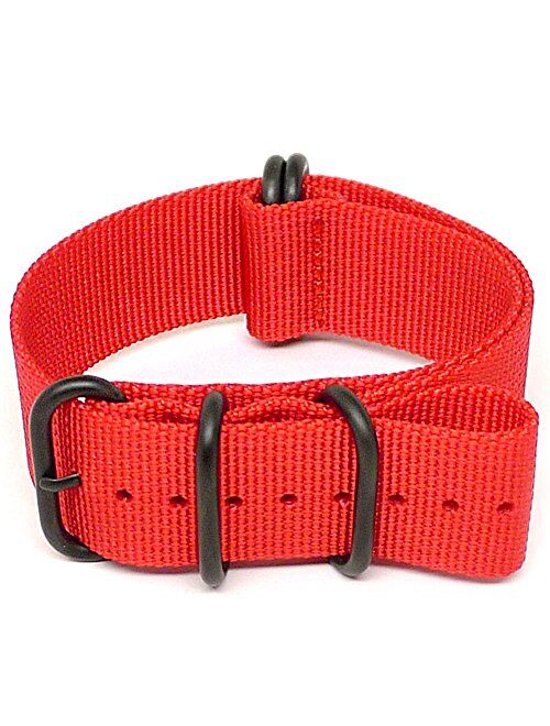 DaLuca Ballistic Nylon Military Watch Strap - Red (PVD Buckle) : 26mm