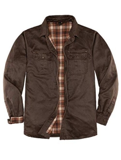 ZENTHACE Mens Shirt Jacket,Heavy Washed Rugged Cotton Shirt Jackets,Outdoorsy Utility Jacket(Full Flannel Lined)