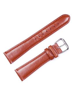 deBeer Brand Smooth Leather Watch Band (Silver & Gold Buckle) - Havana 12mm (Long Length)