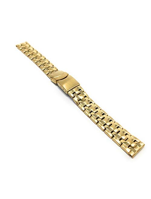 Bandini Stainless Steel Watch Band for Women - Womens Metal Replacement Watch Strap - Deployment Clasp - Silver, Gold and Two-Tone - 12mm, 14mm