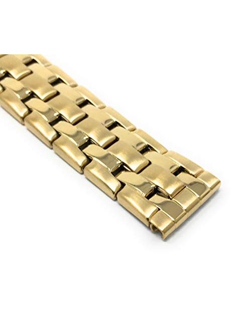 Bandini Stainless Steel Watch Band for Women - Womens Metal Replacement Watch Strap - Deployment Clasp - Silver, Gold and Two-Tone - 12mm, 14mm