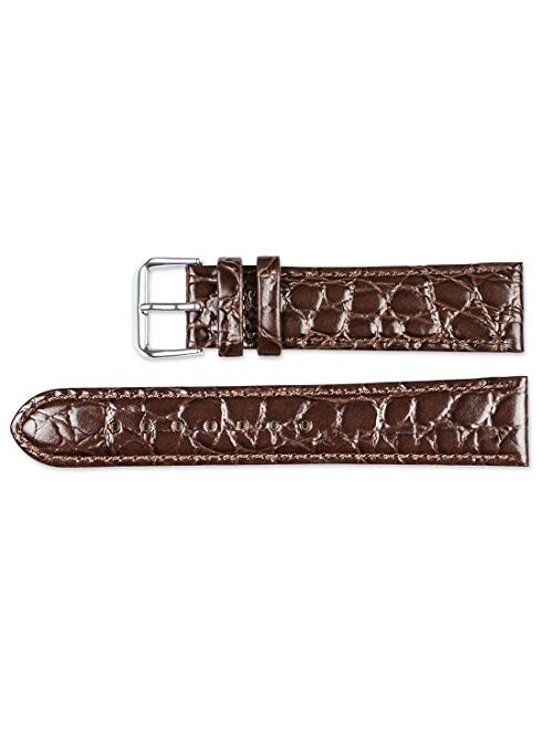 deBeer Alligator Grain Leather Watch Band - Brown - 15mm - Replacement Watch Strap