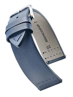 Alpine Flat Stitched Genuine Leather Watch Strap with Quick Release Spring Bars - Watch Band -Black, Burgundy, Blue, Grey - 18, 20, 22 mm