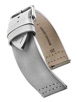 Alpine Flat Stitched Genuine Leather Watch Strap with Quick Release Spring Bars - Watch Band -Black, Burgundy, Blue, Grey - 18, 20, 22 mm