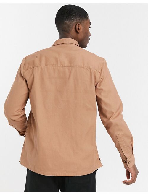 ASOS DESIGN twill shacket in brown