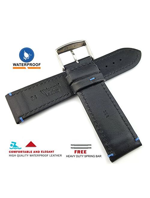 Dura Straps Leather Watch Band Waterproof Straps for Men and Women with Elegant Stitches