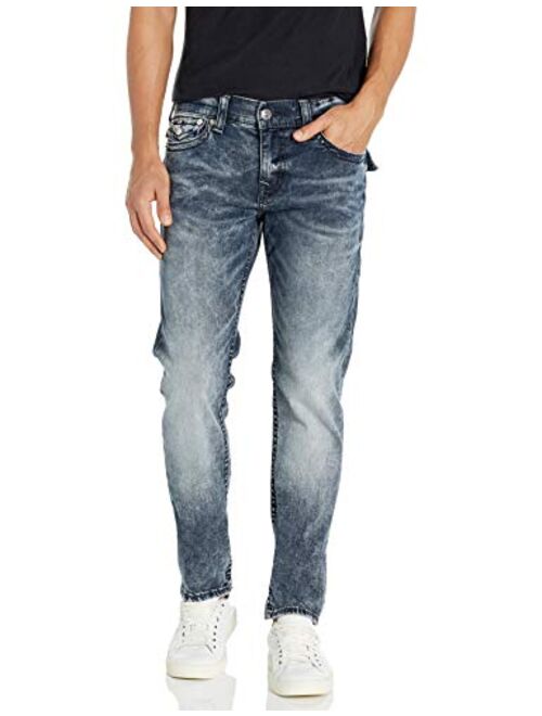 True Religion Men's Geno Big T Low Rise Slim Fit Jean with Back Flap Pockets