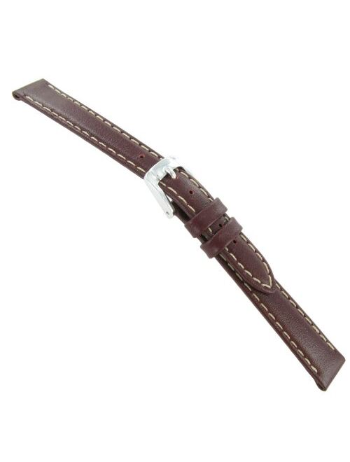 Speidel Watch Band 12mm Burgandy Contrast Stitched Calf Leather Ladies